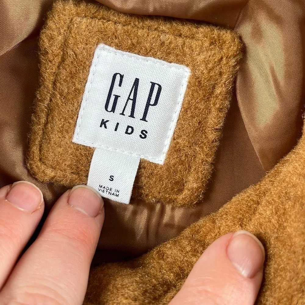 Gap Kids Boucle Jacket Tan Brown Button Down Small